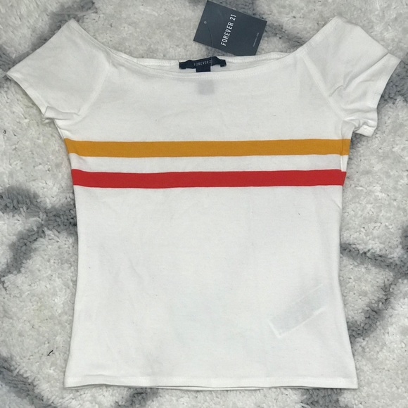 Crop Top with Gold/Orange Stripe - Picture 2 of 2